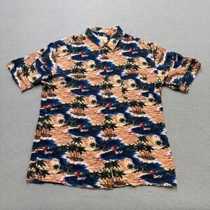 Classics Rayon Hawaiian Shirt Men's Medium Tropical Sailboat Button Down Vintage